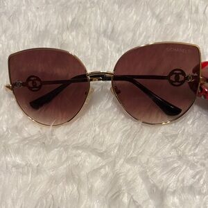 Elegant CC Fashion Gold and Red Designer Sunglasses
